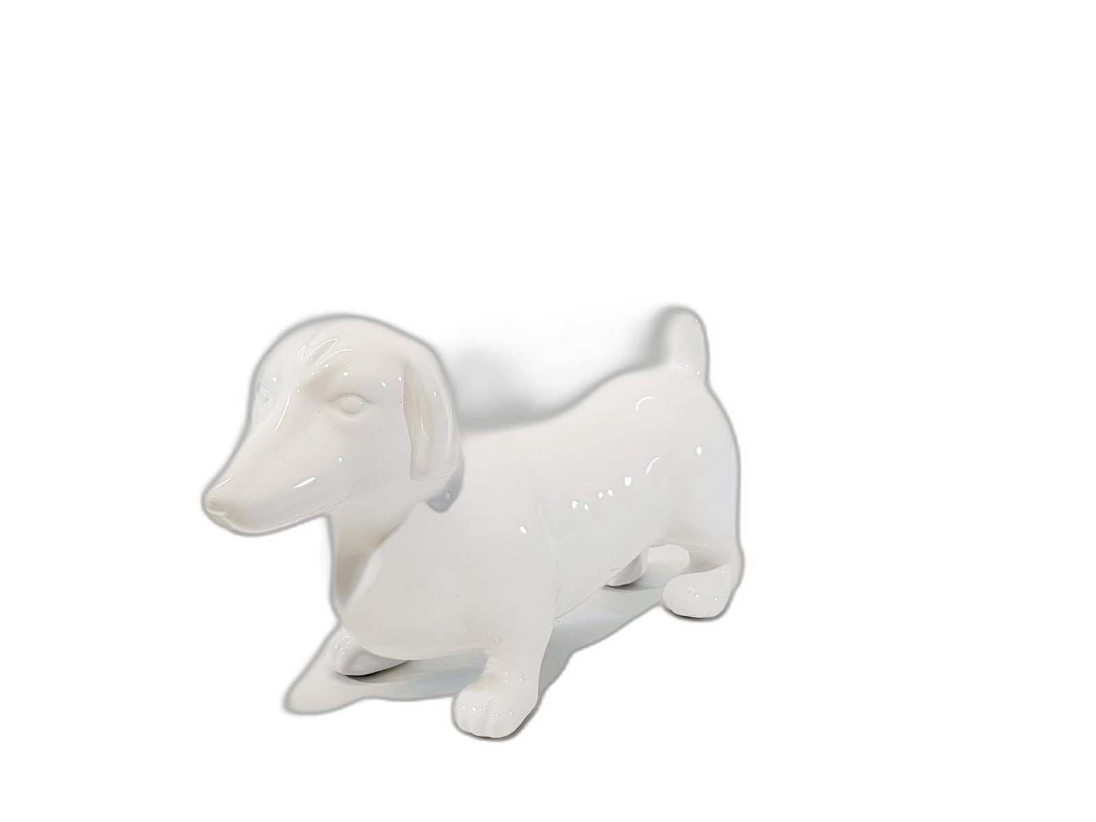 Perro Salchicha Cerámica Blanco