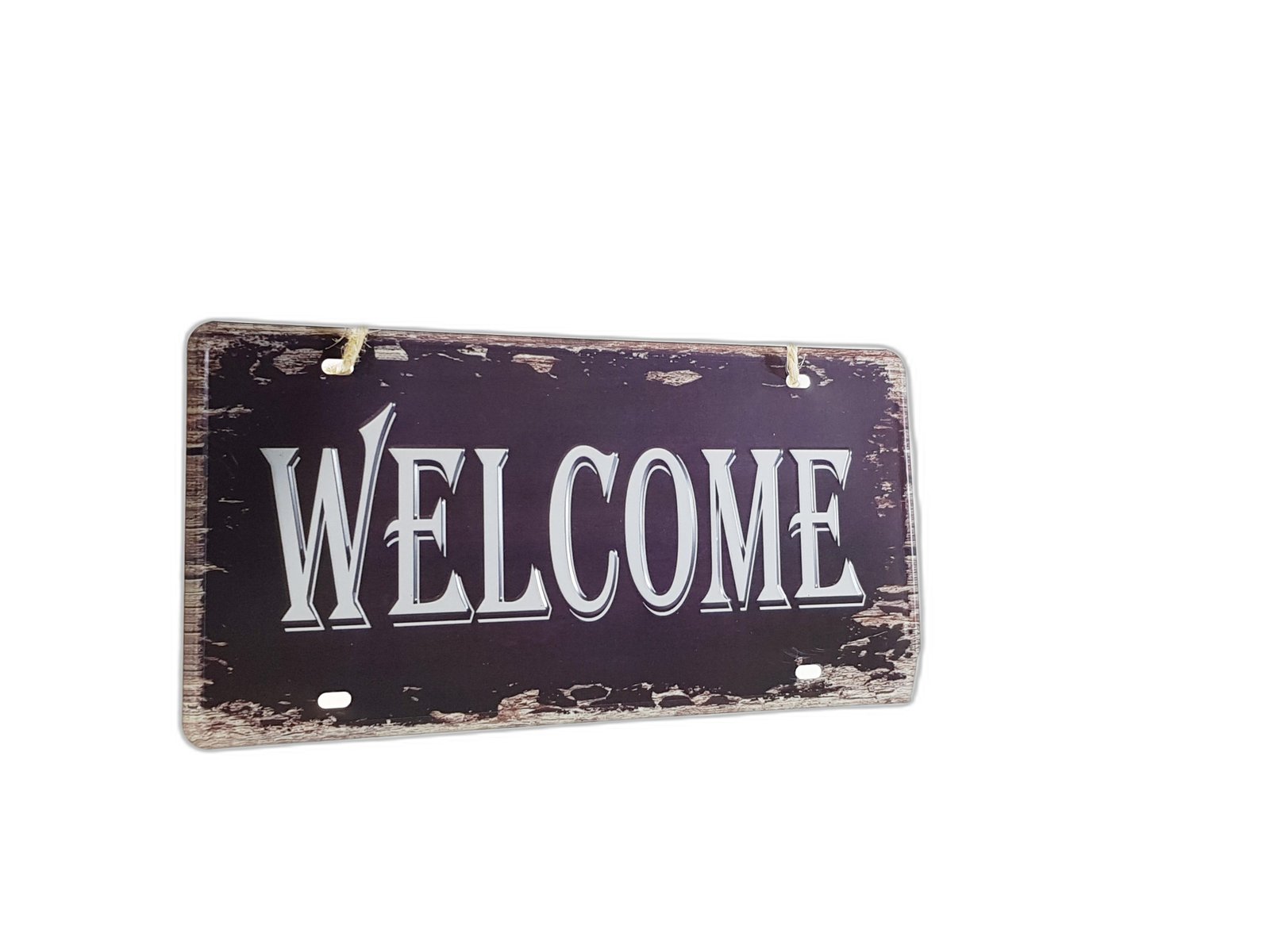 Placa Metalica Negra Welcome