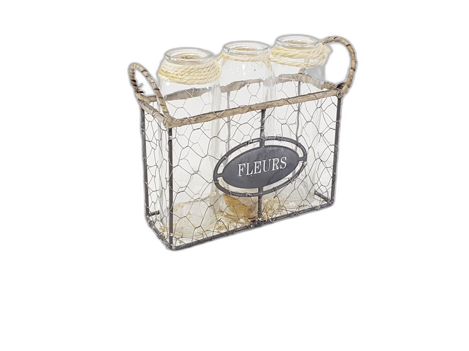 Porta Botellas Gris Enrejado X3 Pequeño