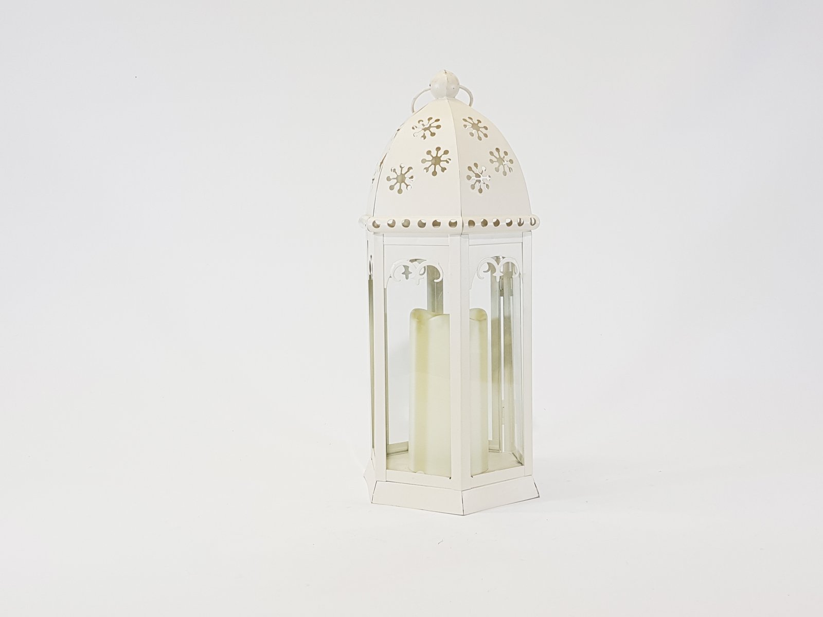 Farol Beige Troquelado En Flores