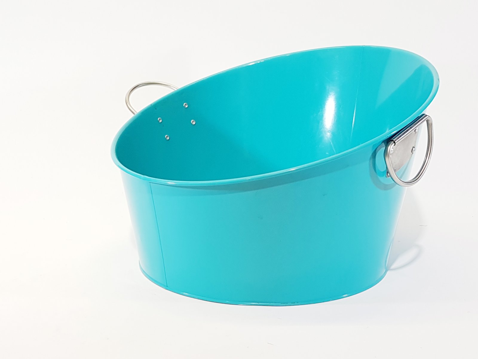 Hielera Metalica Azul Angular Agarraderas