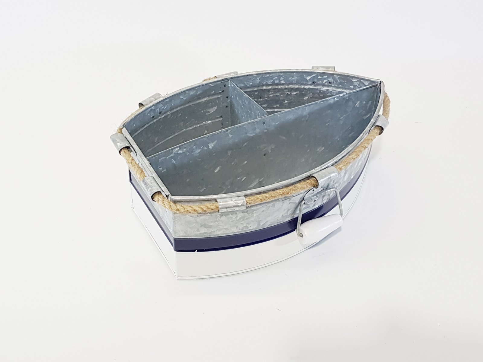 Hielera Metalica Tipo Barco Azul Con Blanco