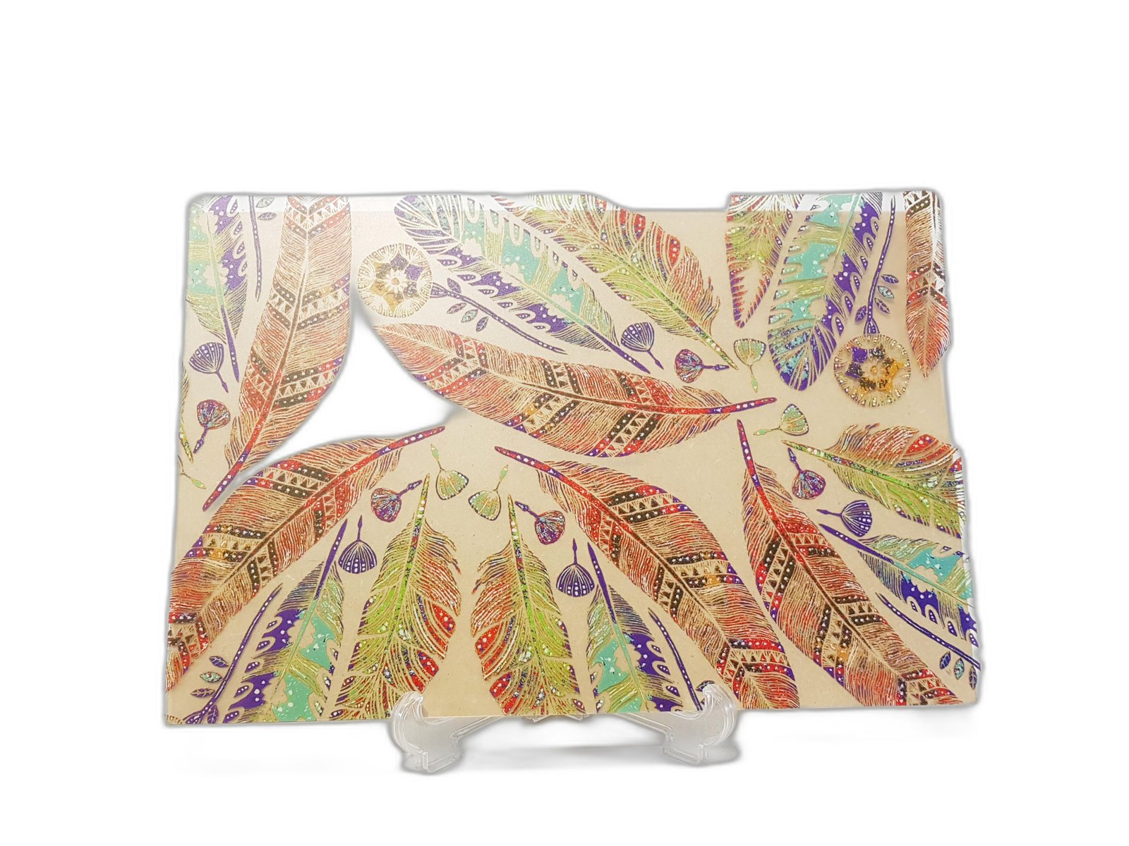 Individual Plumas Colores 3D 43 x 29