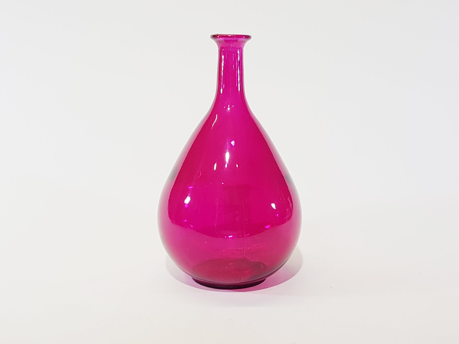 Jarron Vidrio Rosado Ovalado Alto