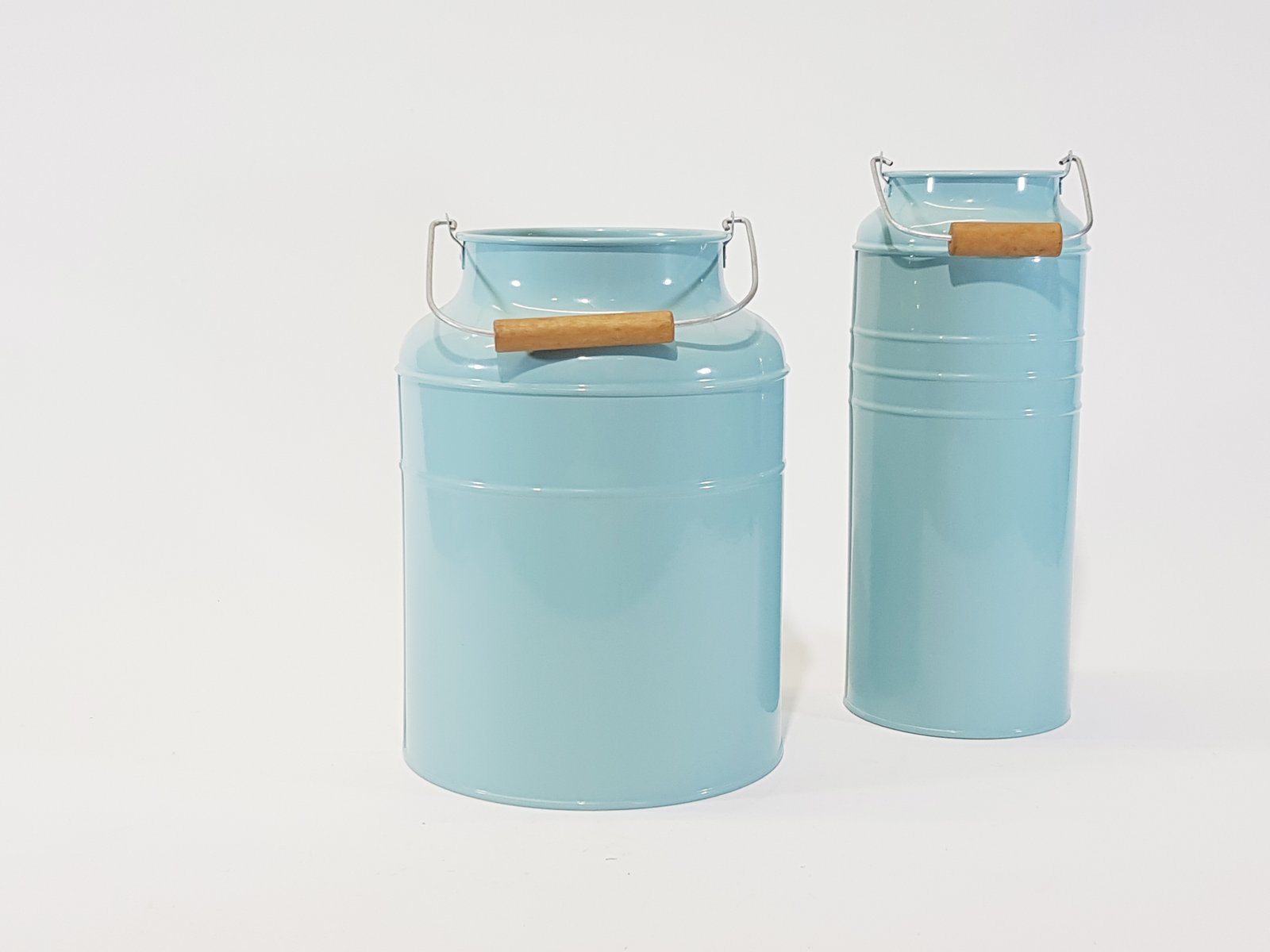 Lechera Metal Azul Clara Con Cilindro