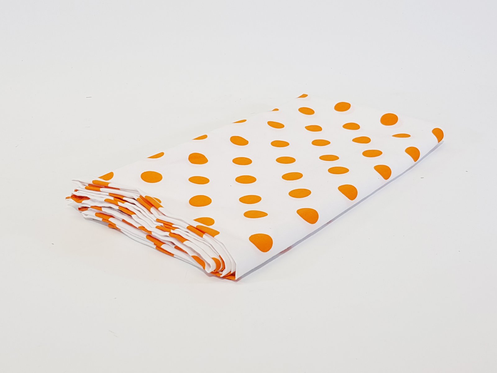 Mantel Cuadrado Blanco Bolas Naranja Pequeno 1.50 Largo x 1.50 Ancho