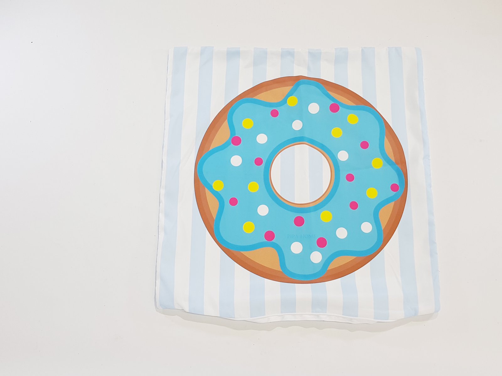 Forro Tela Impermeable Cuadrado Dona Azul Bolas Colores 47 x 47 Cm