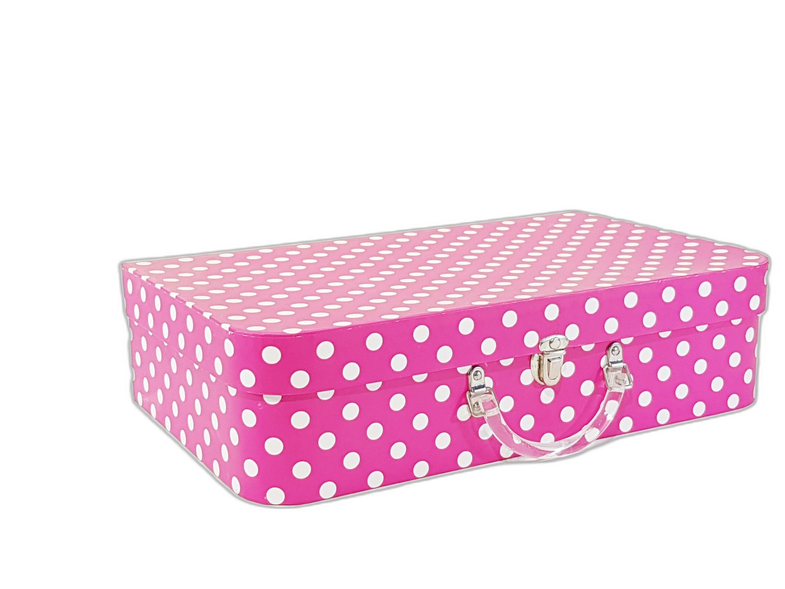 Maleta Rosada Bolas Blancas