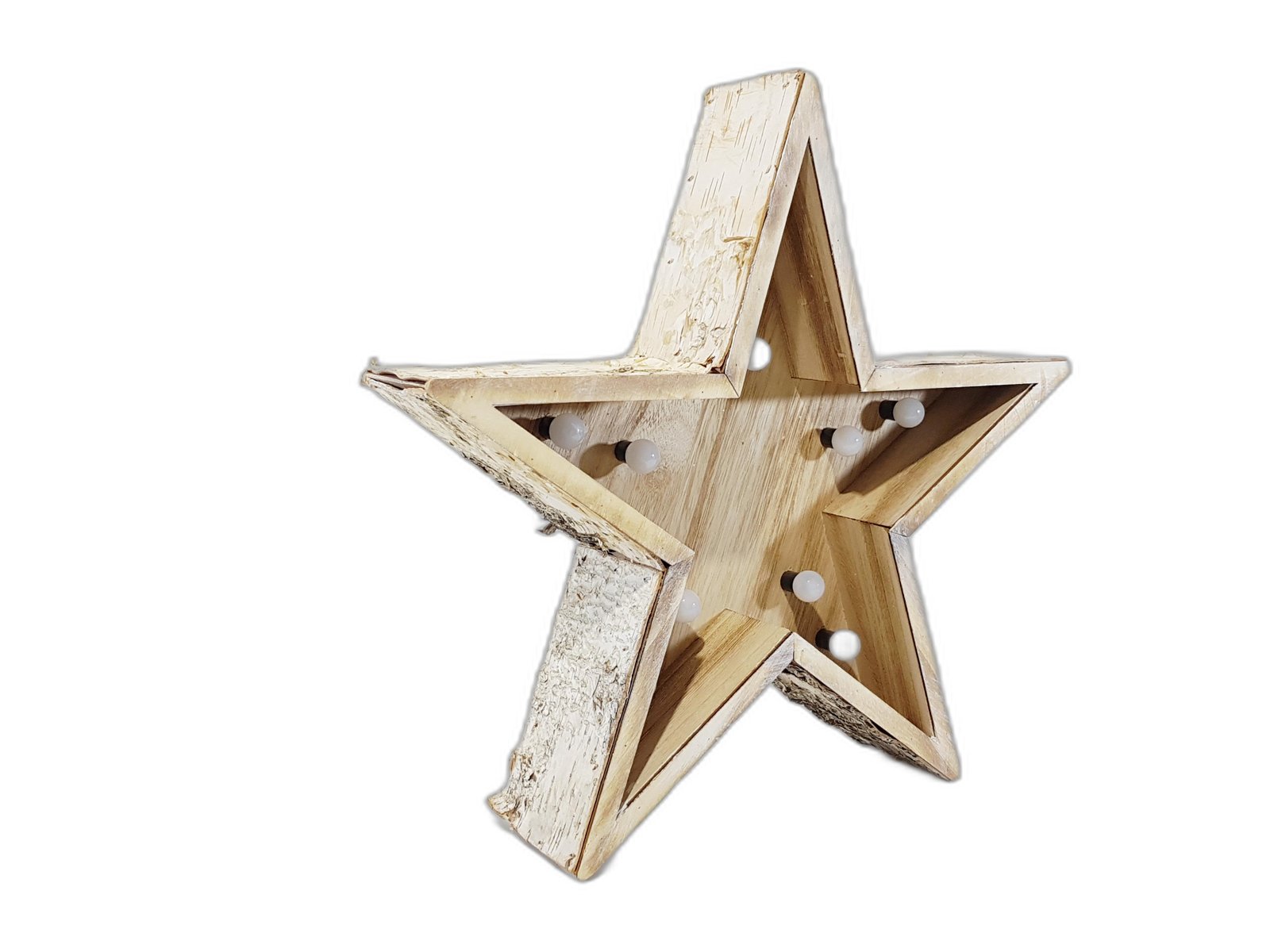 Estrella Madera Corteza Maxi Con Luz