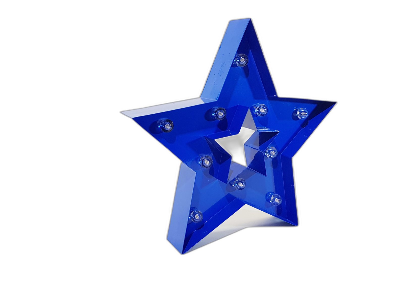 Estrella Metalica Azul Oscuro Grande Con Luz