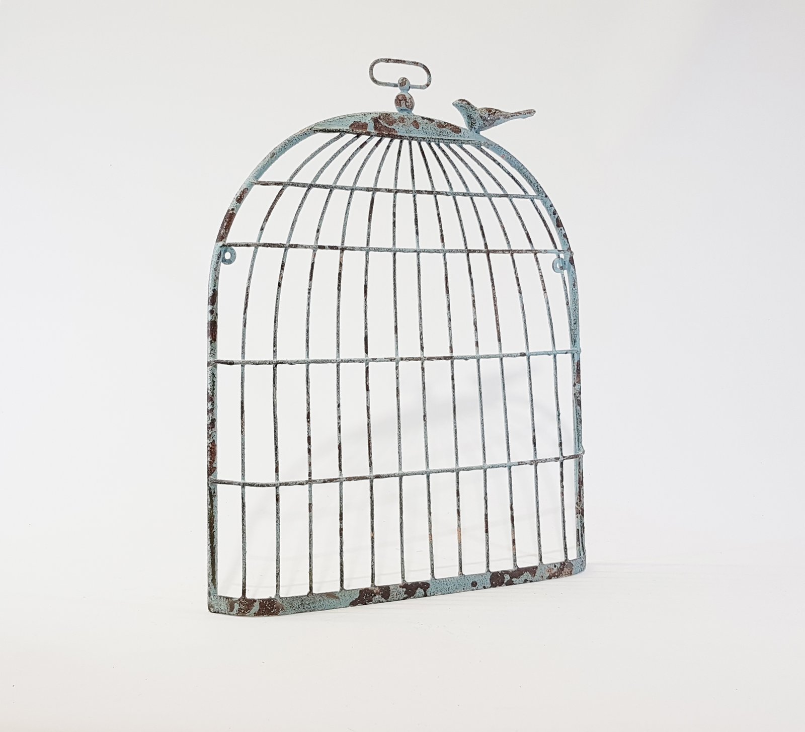 Pajarera Metálica Media Rejilla Azul Mediana