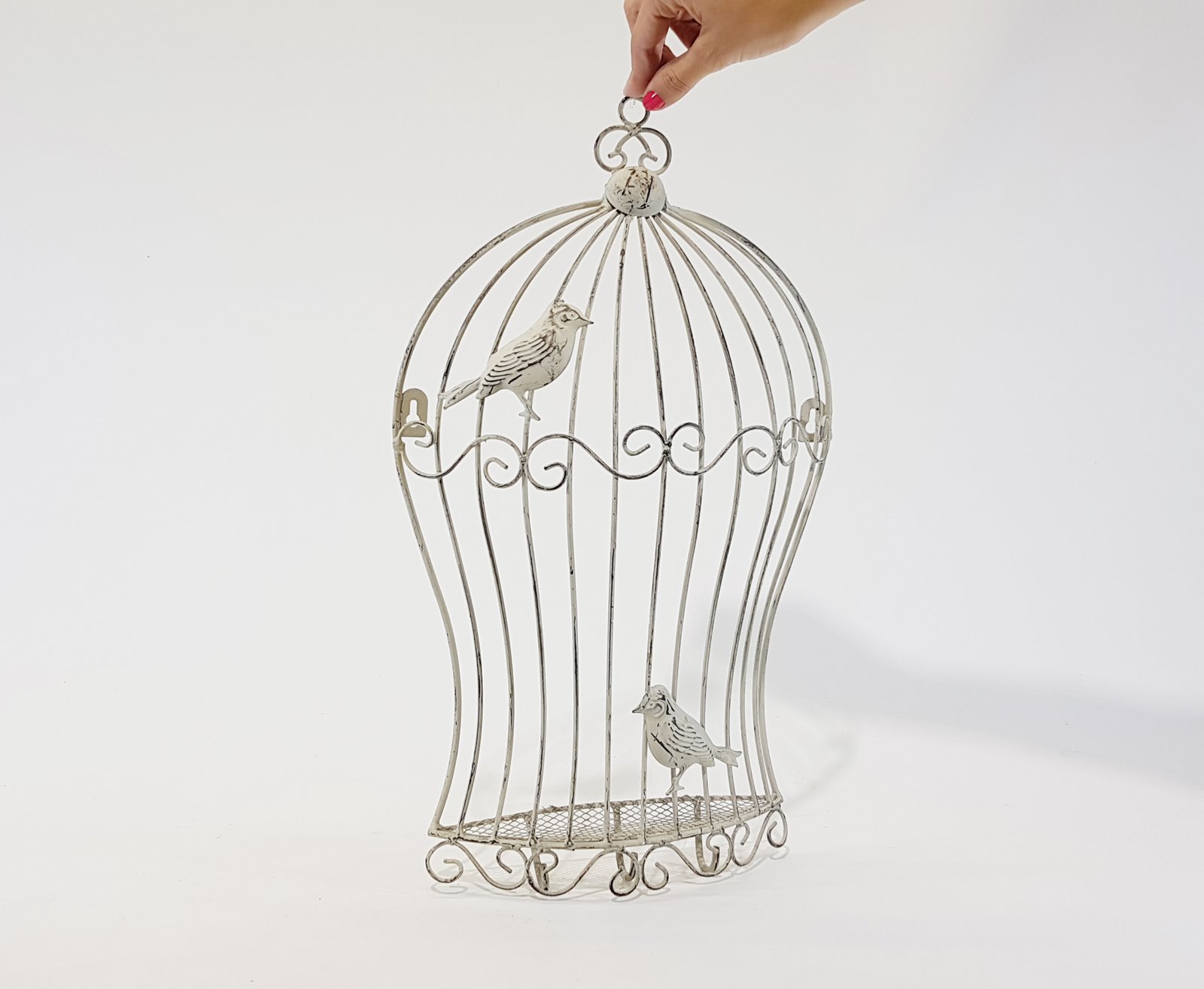 Pajarera Media Rejilla Silueta Crema Pequena