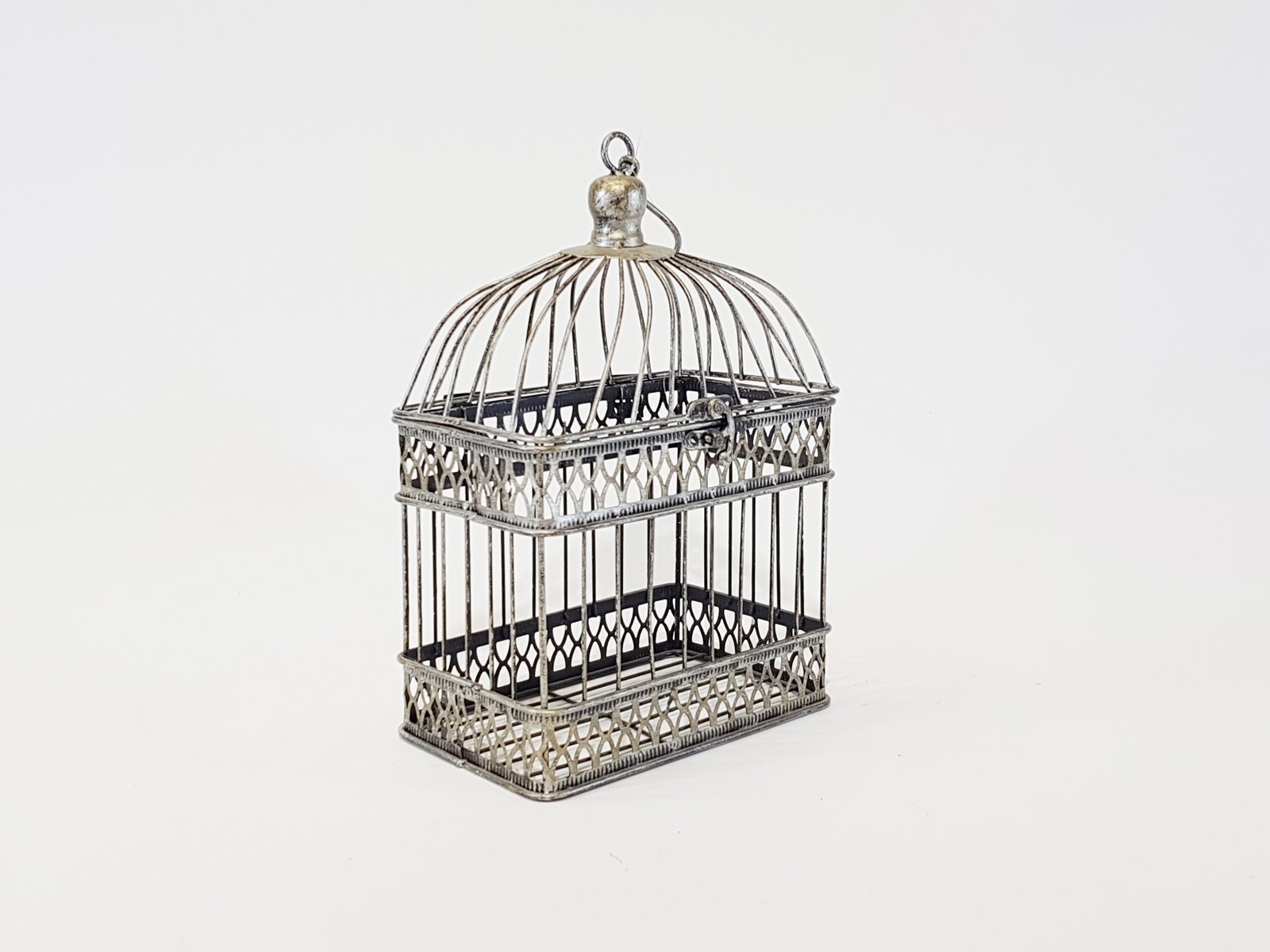 Pajarera Rectangular Plateada Mediana