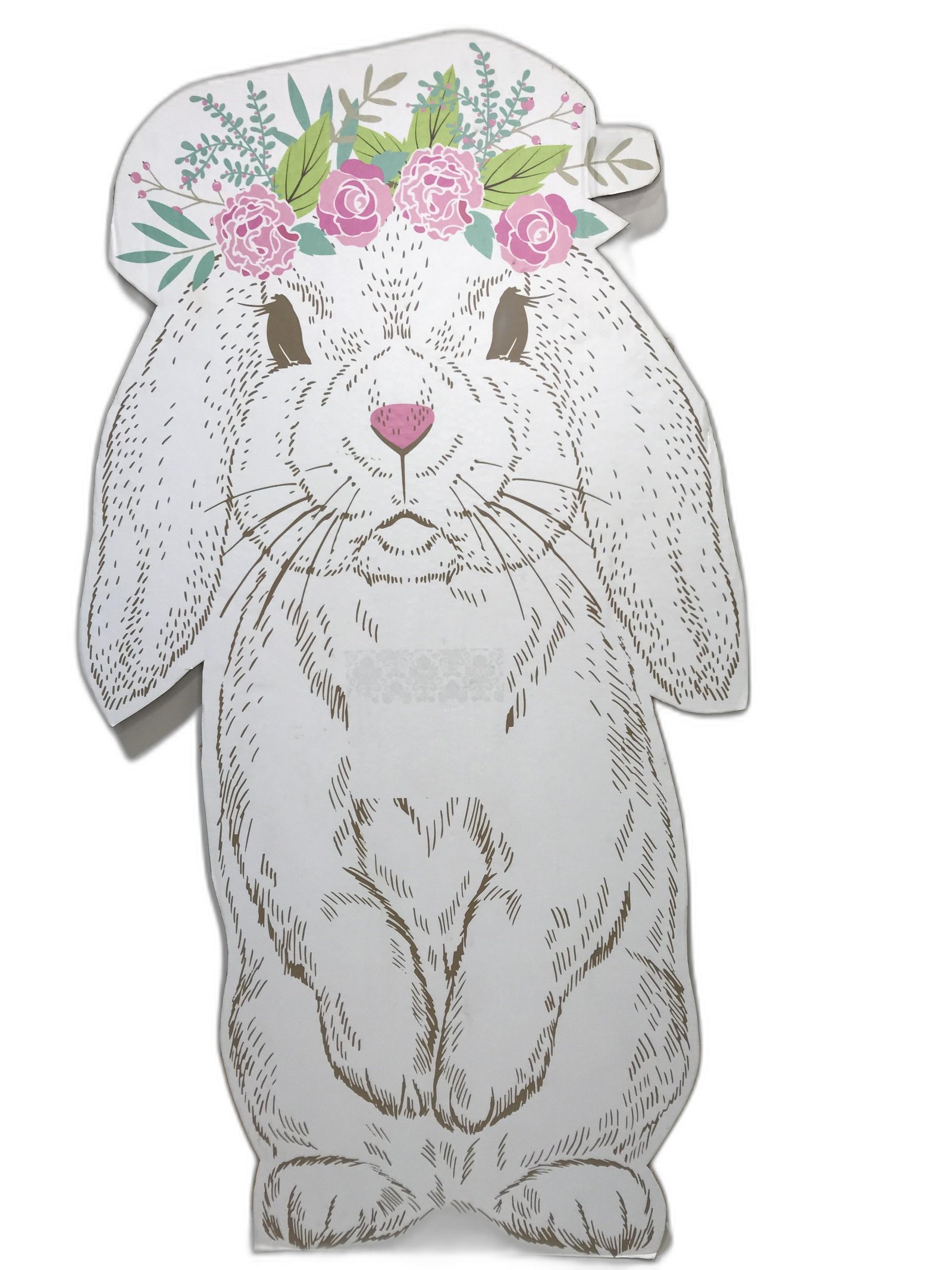 Coneja Cartón Grande Corona Flores Pastel