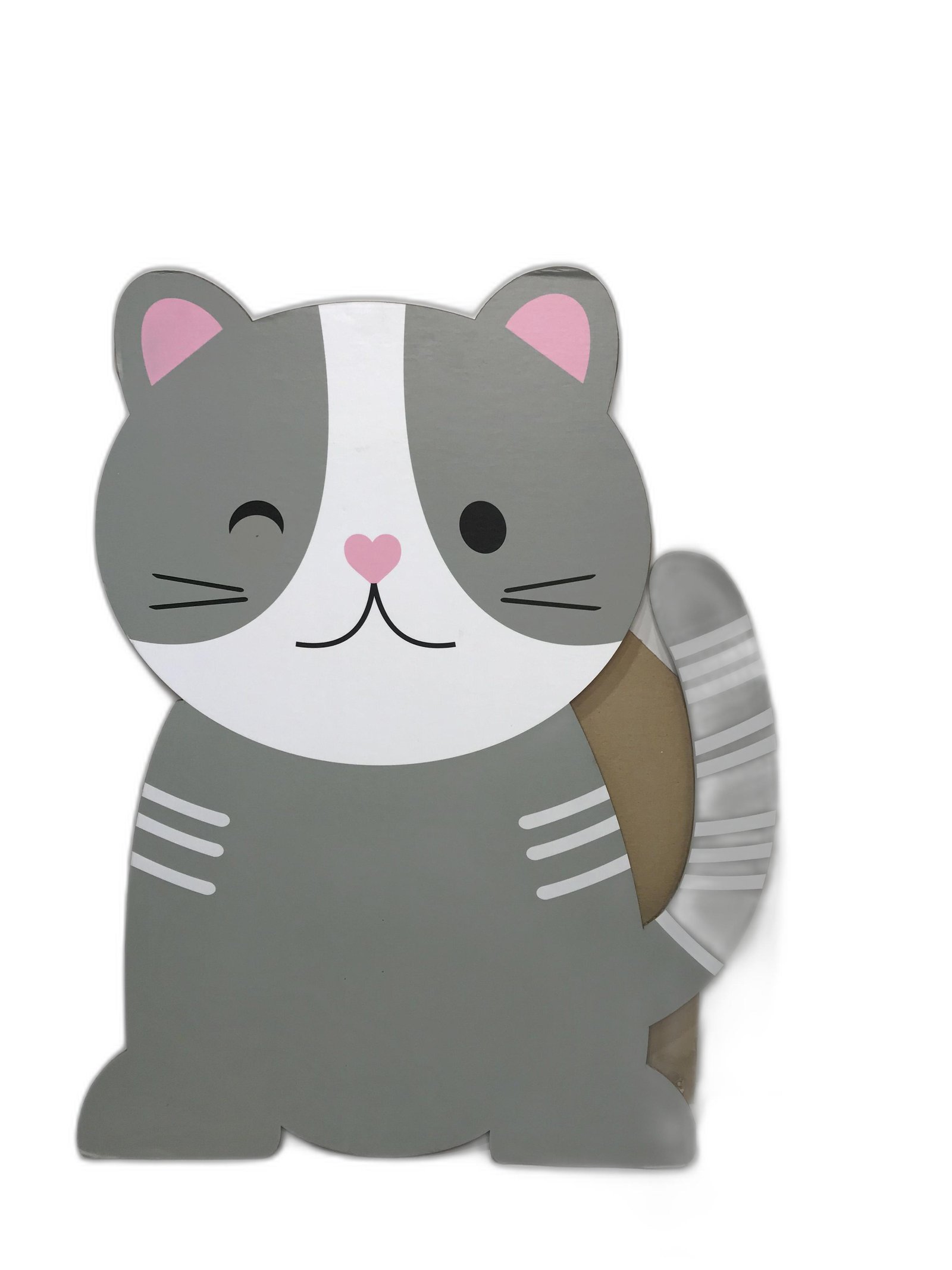 Gata Cartón Gris Nariz Corazón Rosado