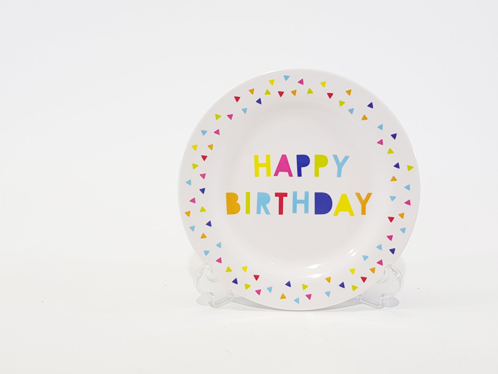 Plato Plastico Blanco Happy Birthday