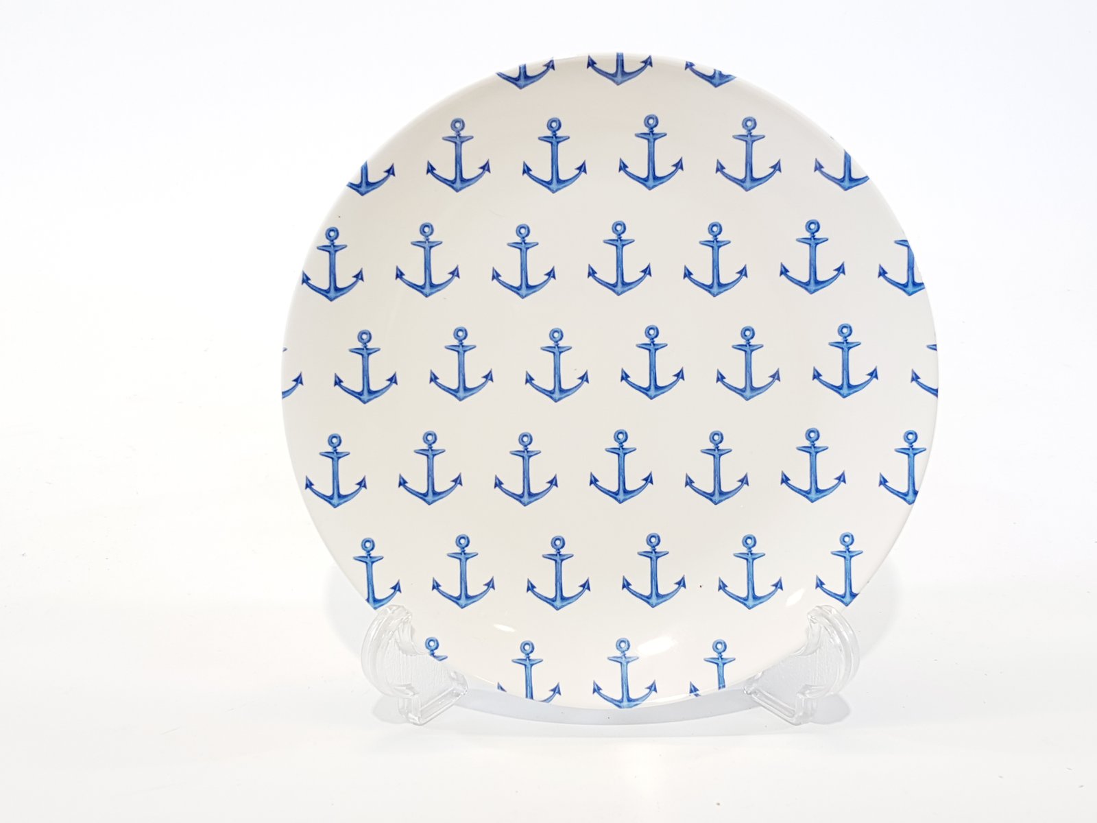 Plato Redondo Pasta Anclas Azules