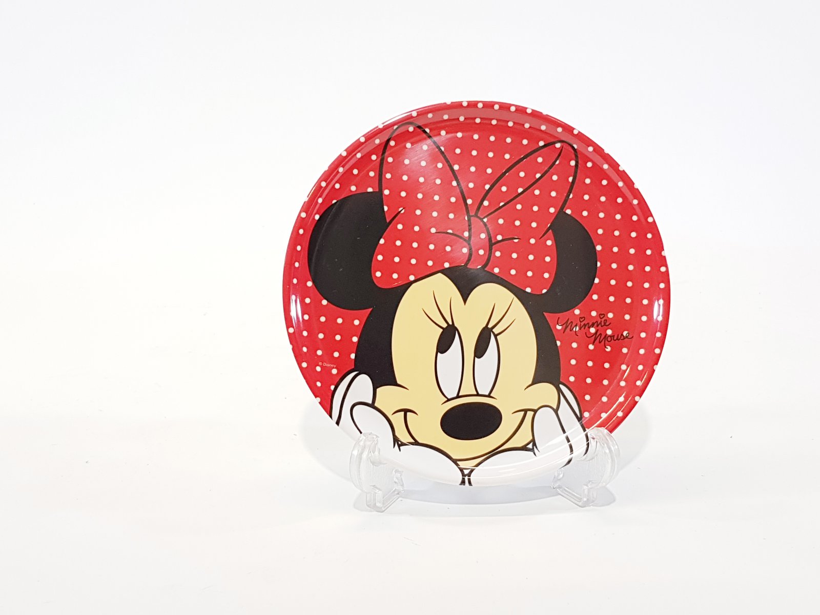 Plato Redondo Pasta Pequeño Minnie Roja Puntos Blancos