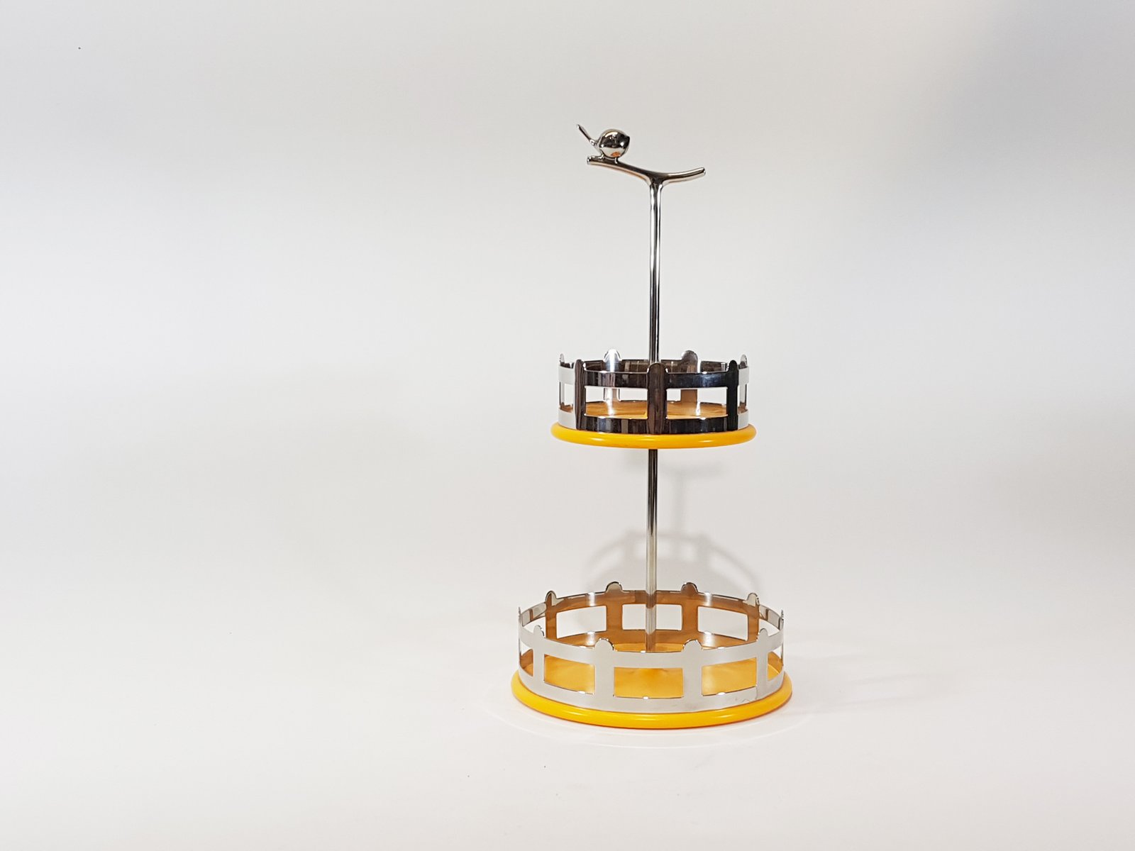 Porta Postres Naranjado Dos Niveles Pajarito