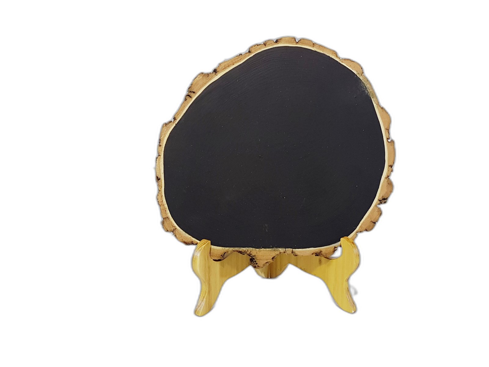 Tablero Redondo Madera Borde Corteza Con Soporte