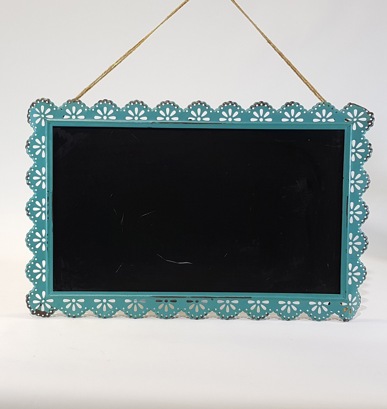 Tablero Metalico Colgante Borde Moras Aguamarina Grande