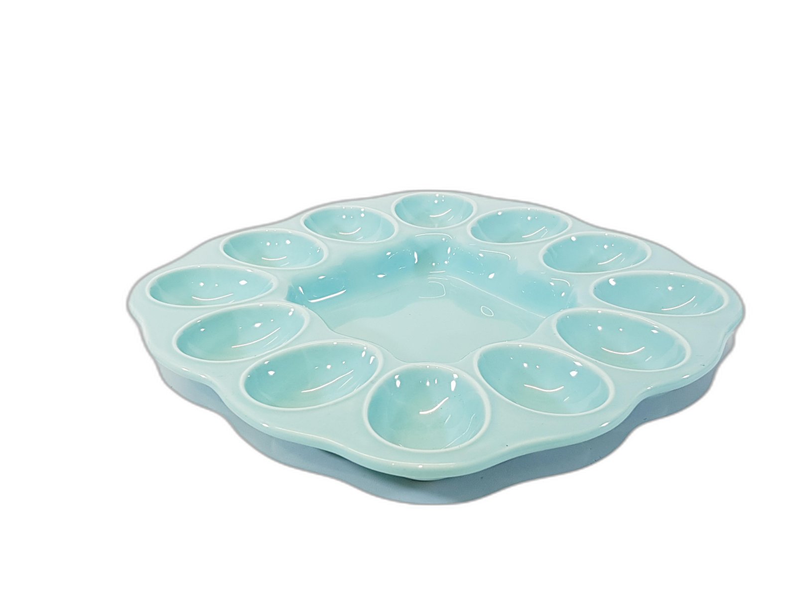 Salsera Ceramica Para Huevos Cuadrado Azul Claro