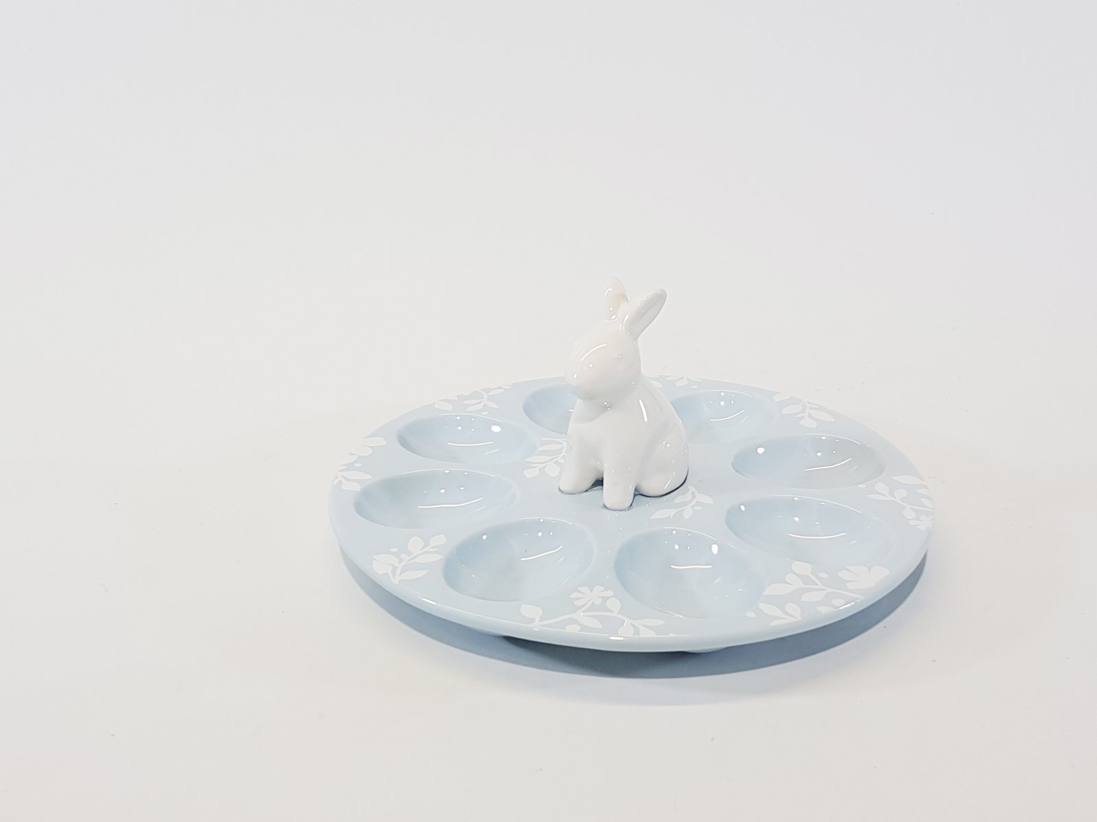 Salsera Ceramica Azul Para Huevos Con Conejo