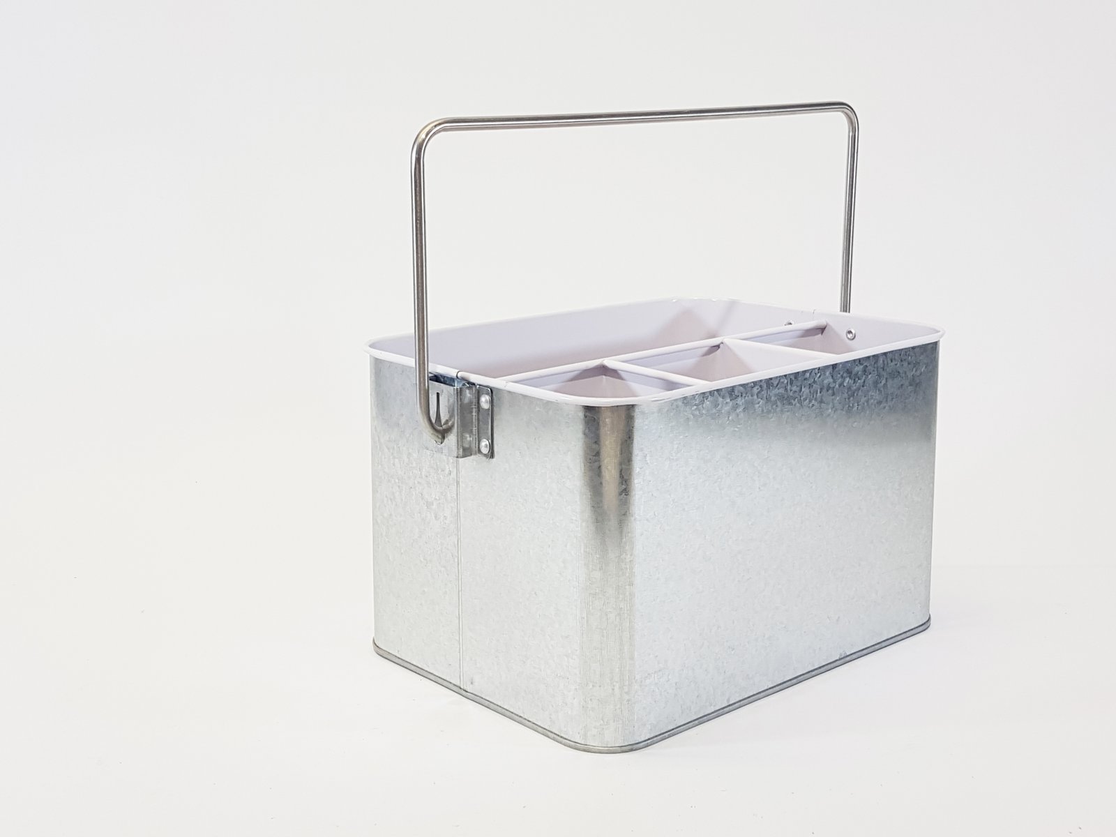 Recipiente Laton Rectangular Plateado Con Divisiones