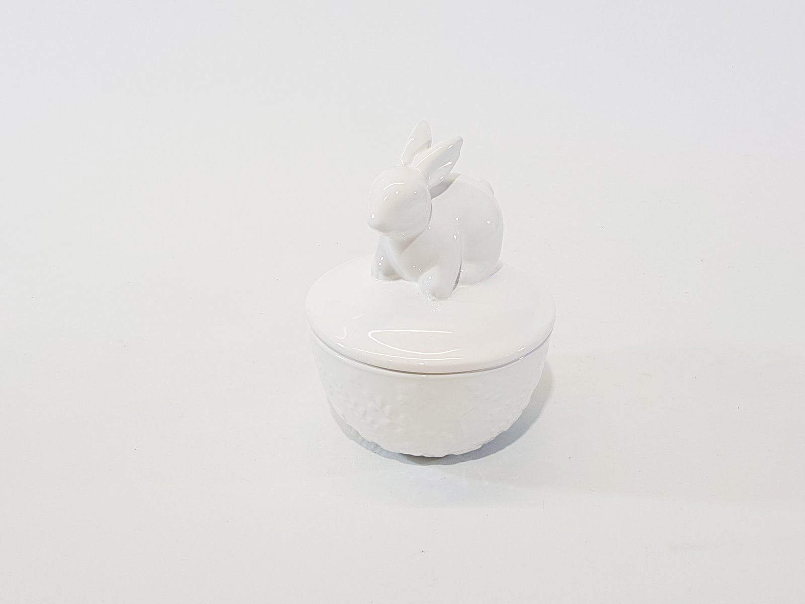 Salsera Ceramica Blanca Tapa Conejo Juego X4