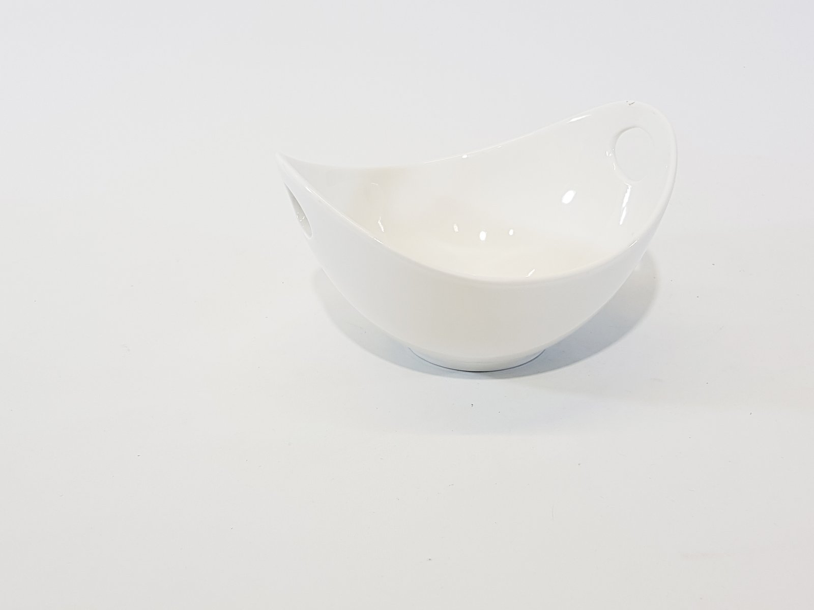 Salsera Ceramica Blanca Honda Con Agarraderas
