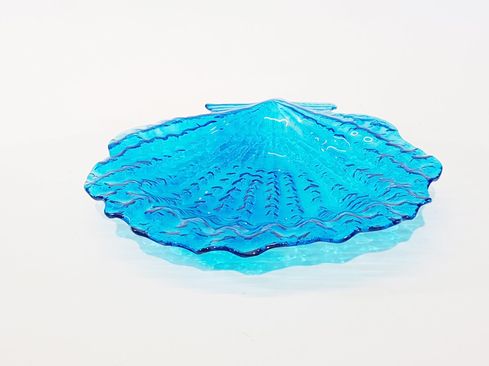 Bandeja Cristal Azul Forma Ostra