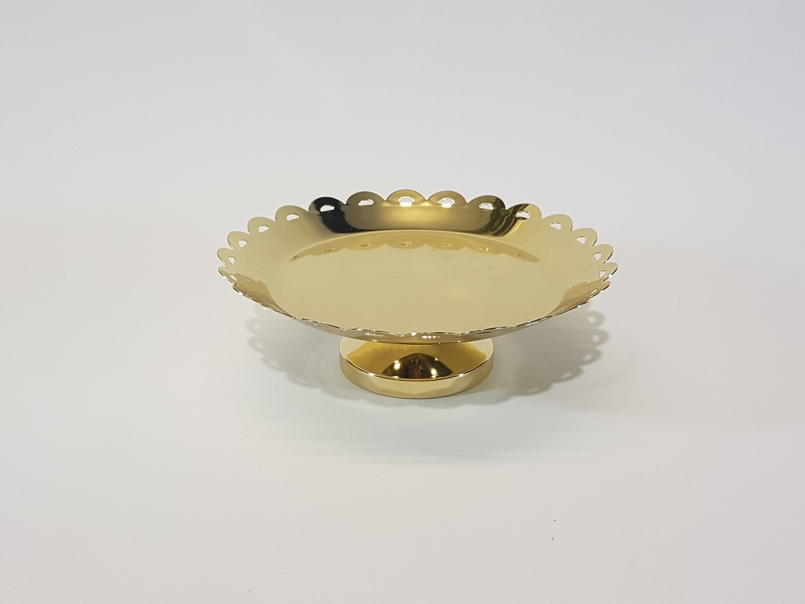 Tortera Metálica Dorada Brillante Borde Moras Pequeña 16 Cm Diametro