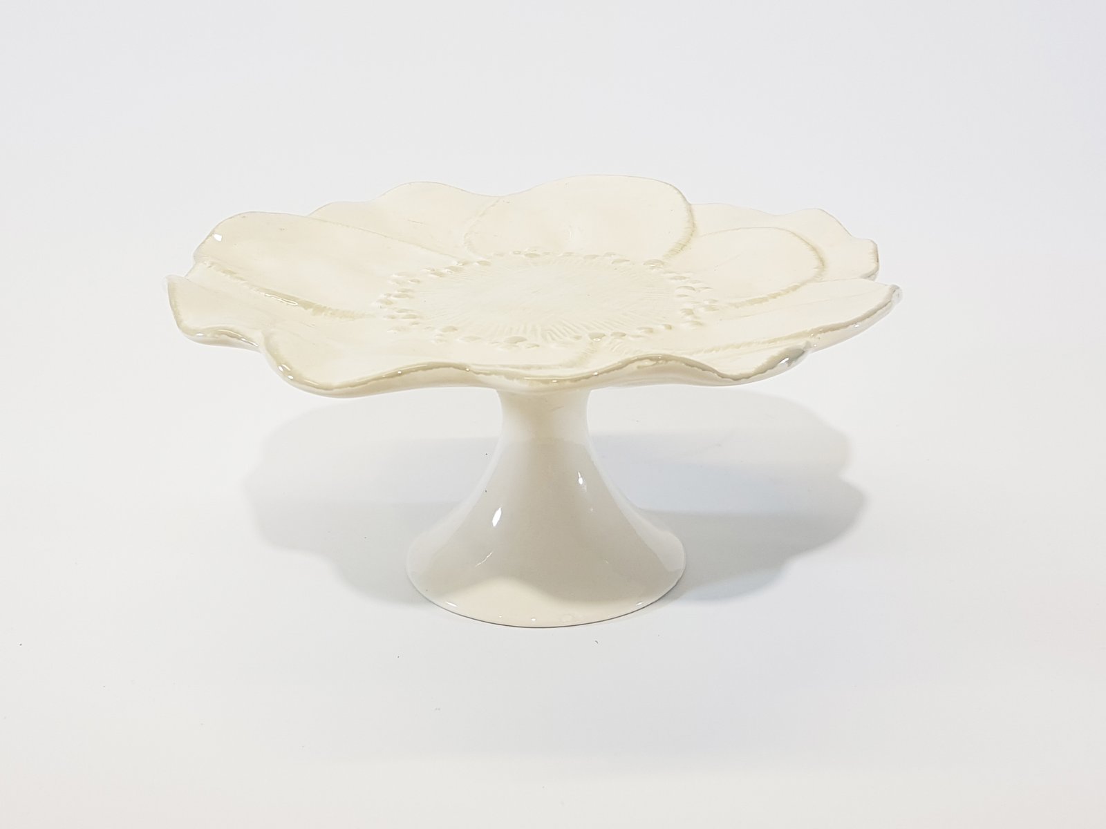 Tortera Redonda Flor Ceramica Crema Mediana 28 cm