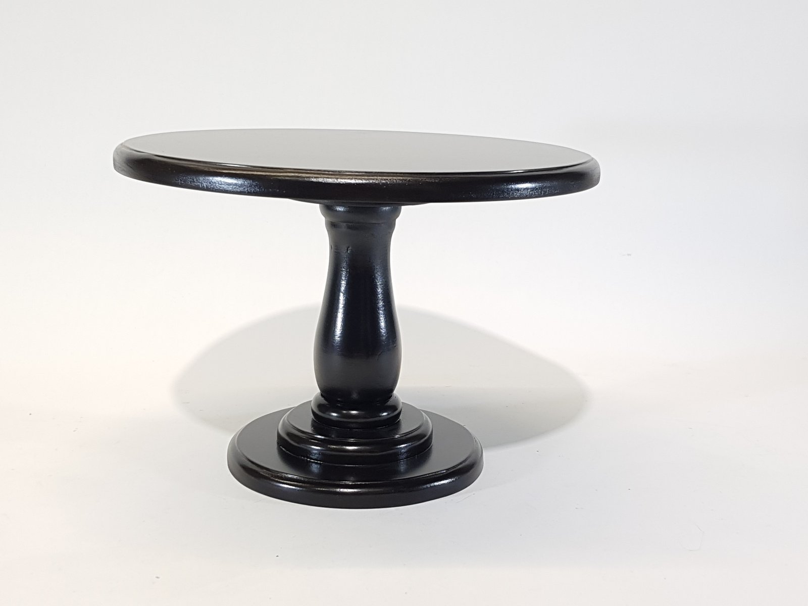 Tortera Redonda Madera Negra Pedestal Alto 31 Cm Diametro x 26 Alto