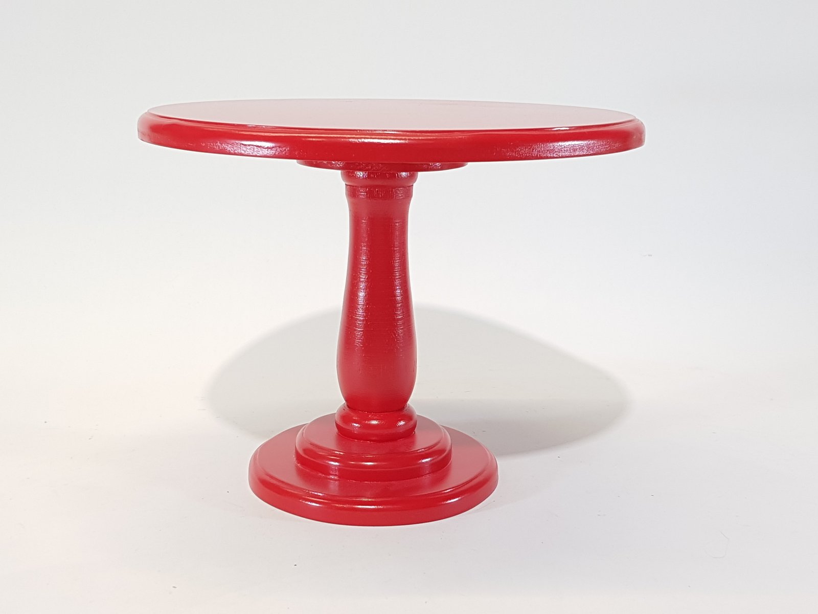 Tortera Redonda Madera Roja Pedestal Alto 31 Cm Diametro X 26 Alto