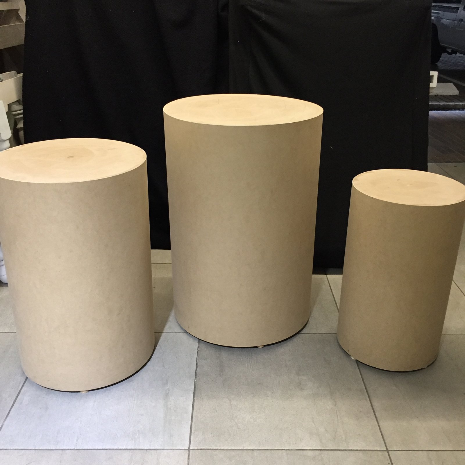 juego x3 cilindros café de madera sin telas