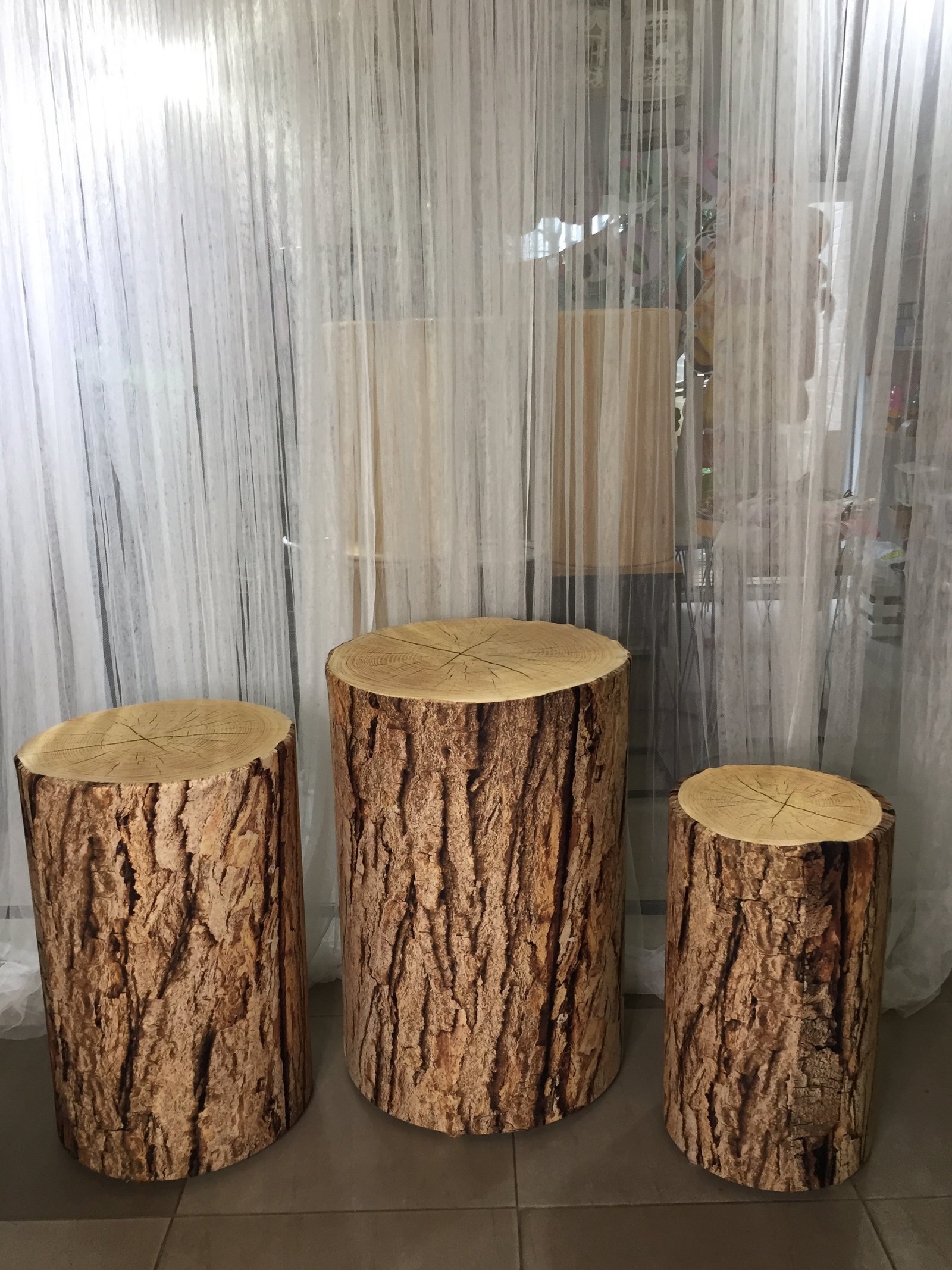 TRIO CILINDROS TELAS IMITACION MADERA CORTEZA 