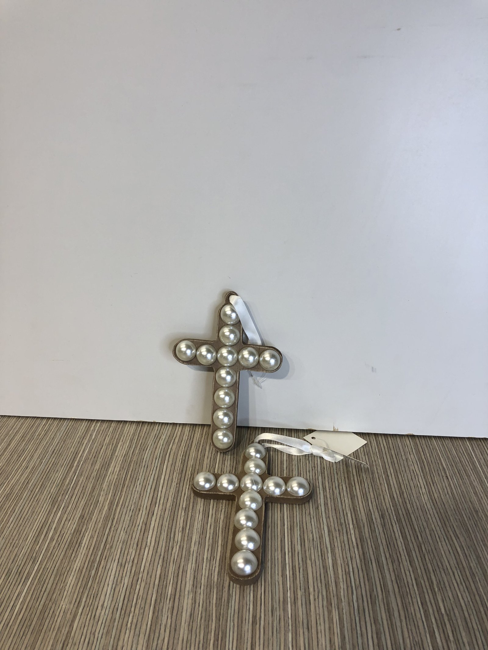 Cruz Mini Madera Con Perlas