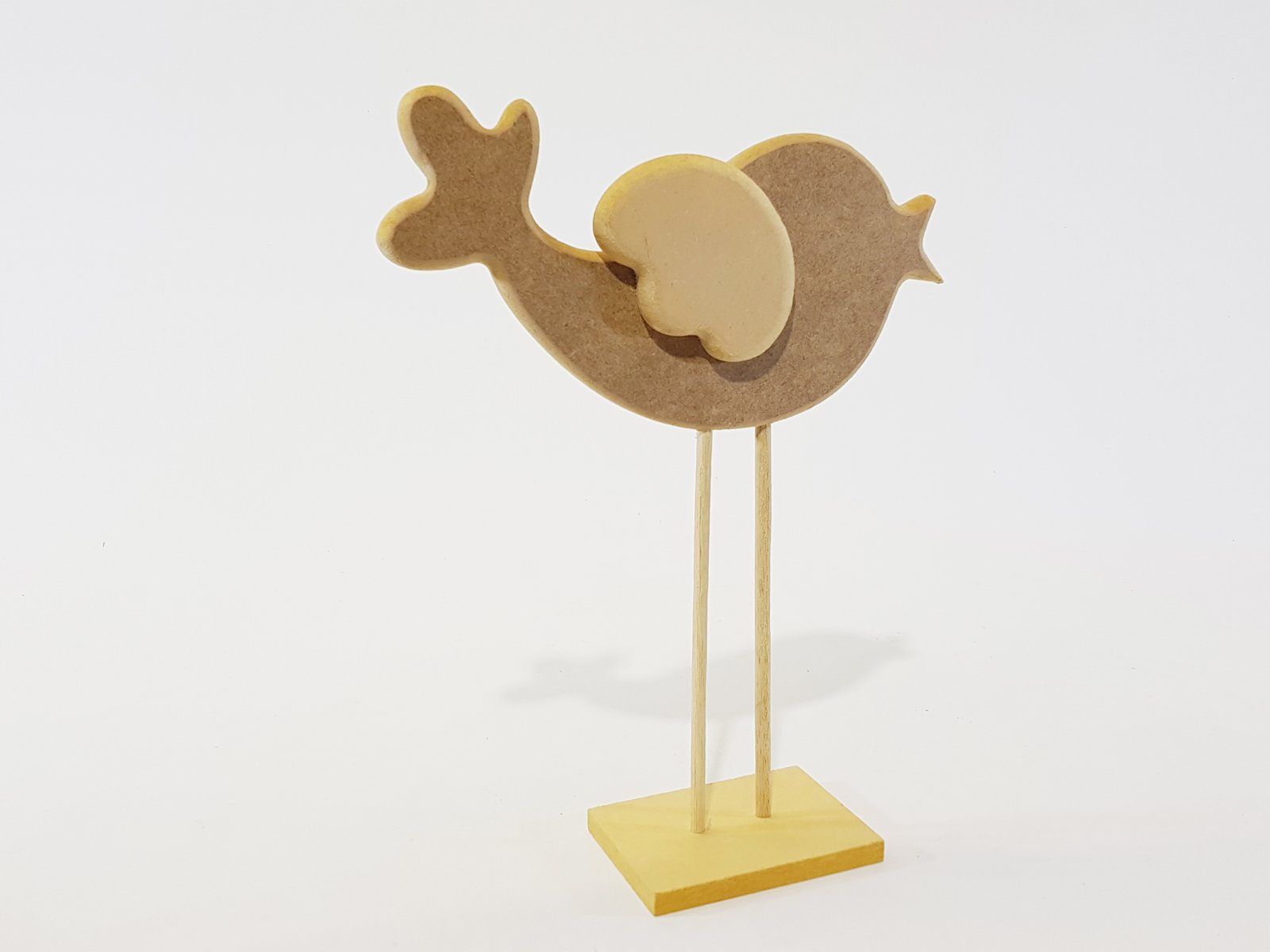 Pollito Madera Natural Base Cuadrada Alto