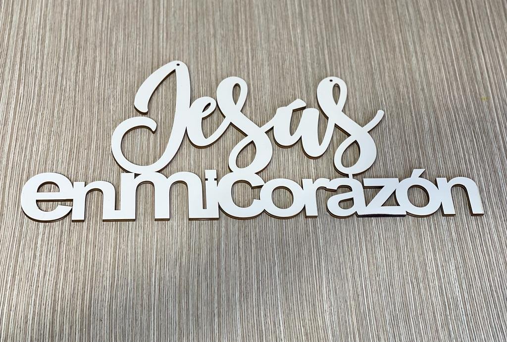 Letrero Jesus En Mi Corazon Blanco