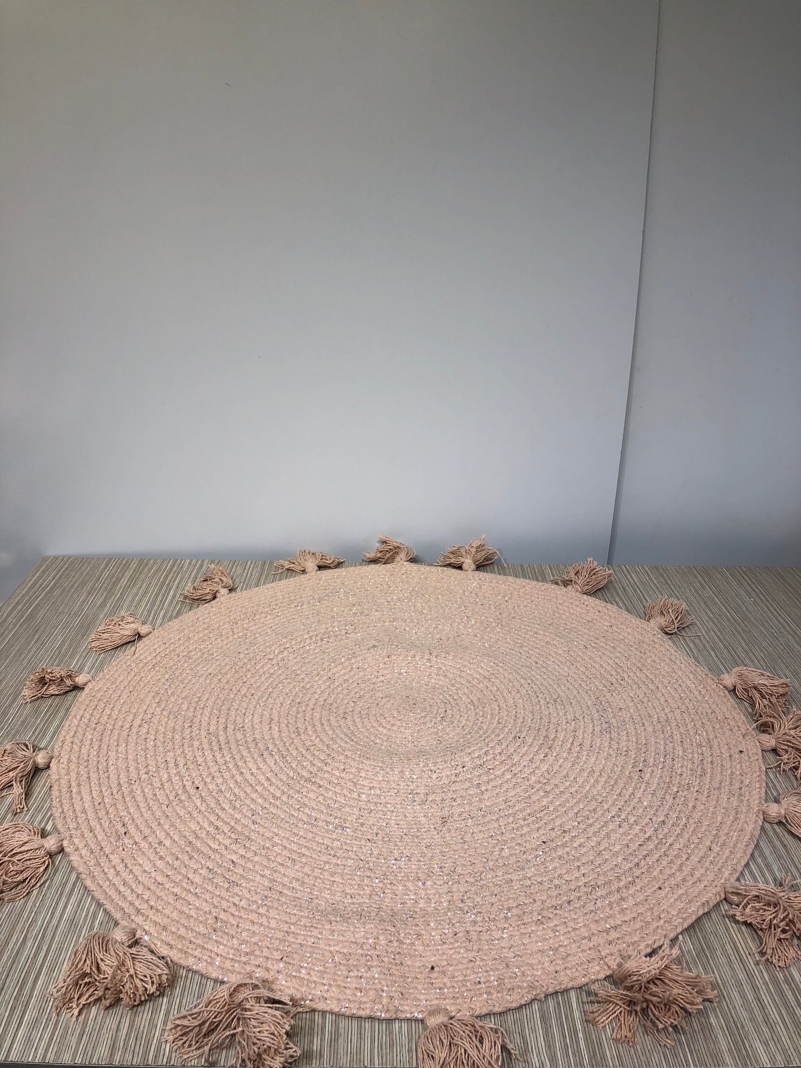 Tapete Redondo Rattan Rosado