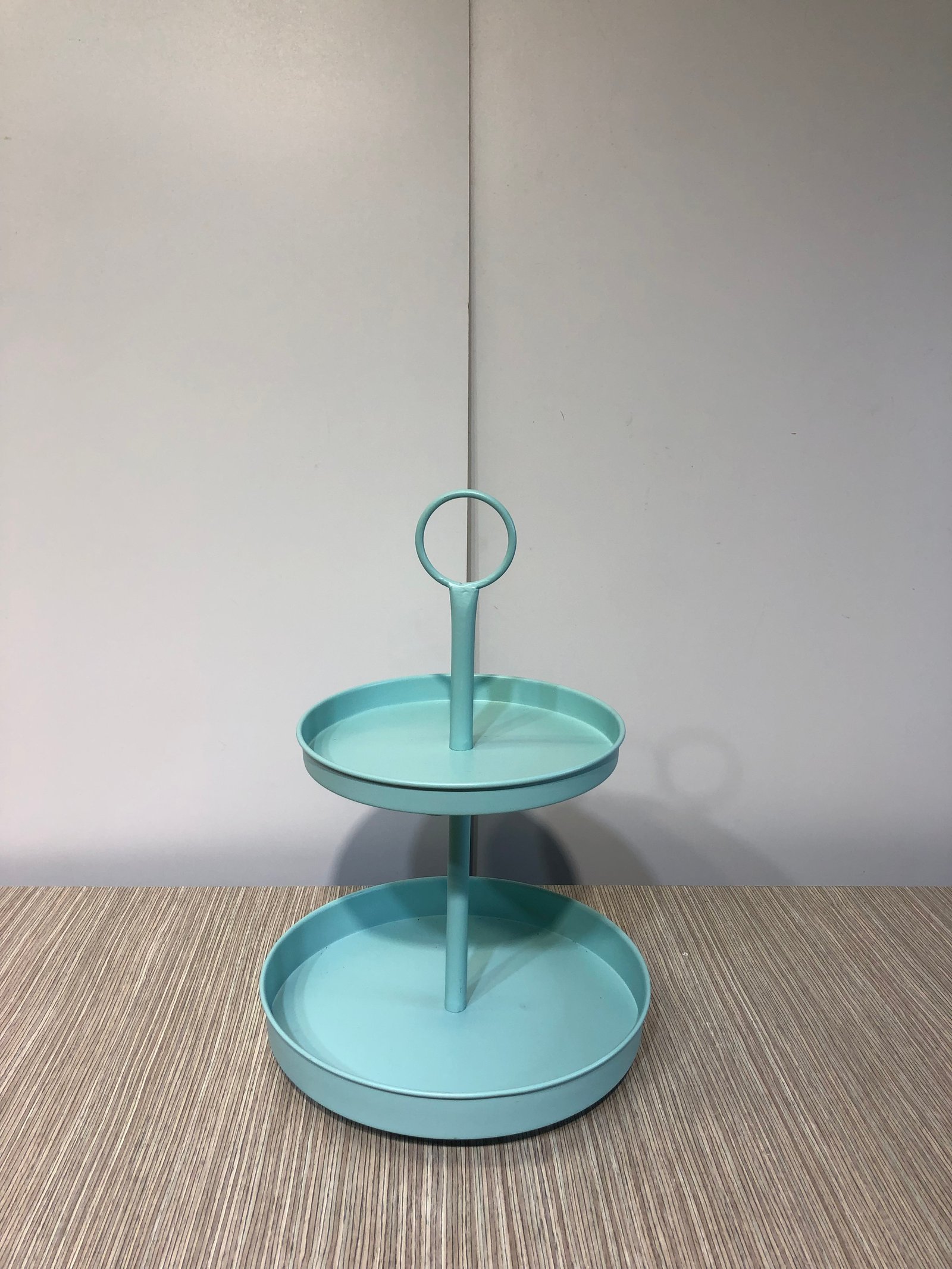 PORTA POSTRES 2 NIVELES AGUA MARINA