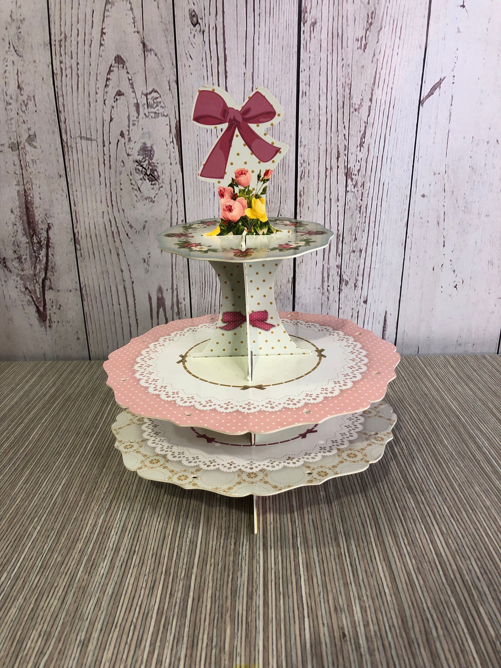 Porta Bombones Carton Rosado 2 Niveles