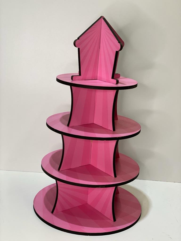 Porta Postres circo Rosado Madera