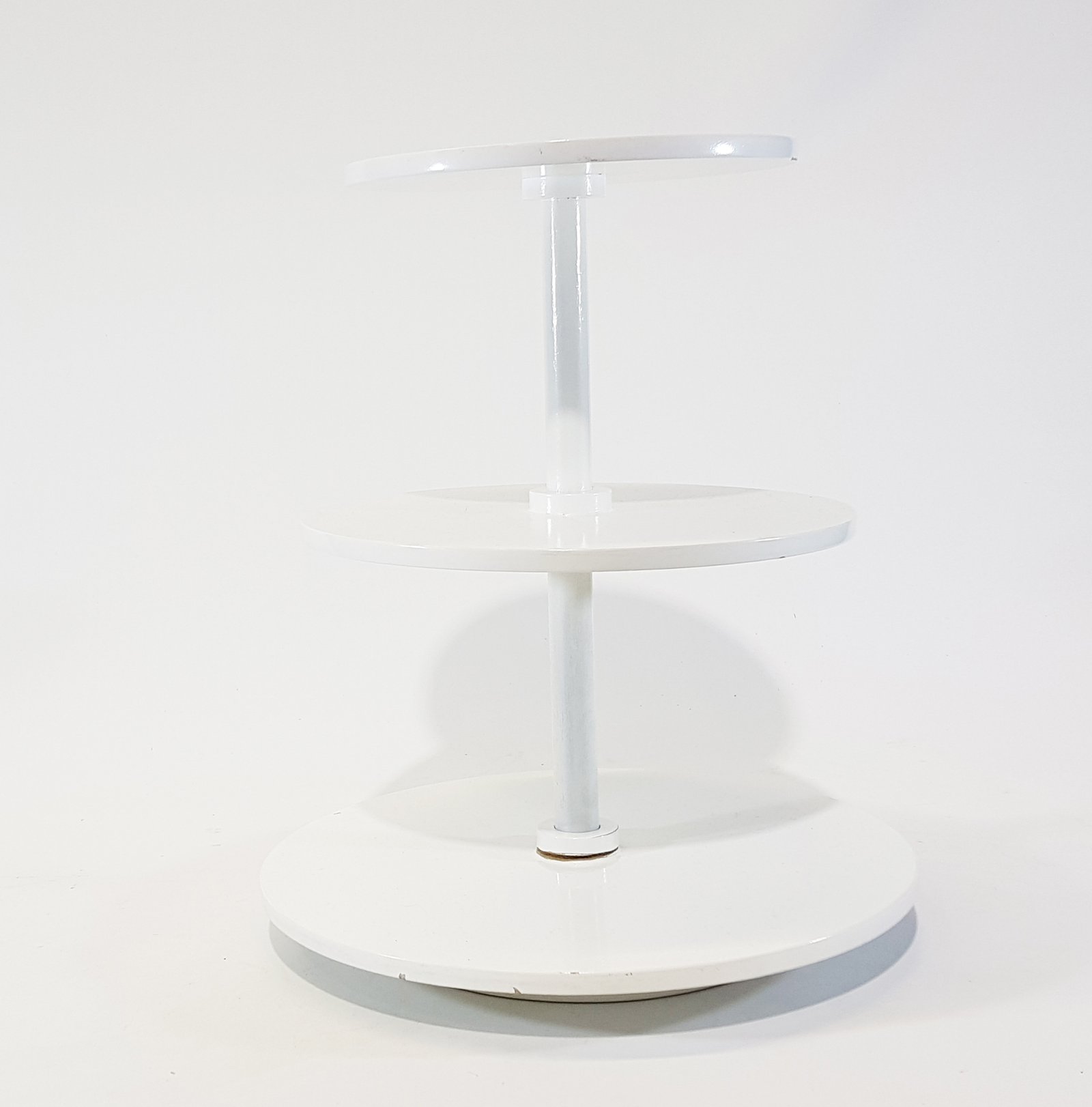 Porta Postres Tres Niveles Blanco Redondo Madera 