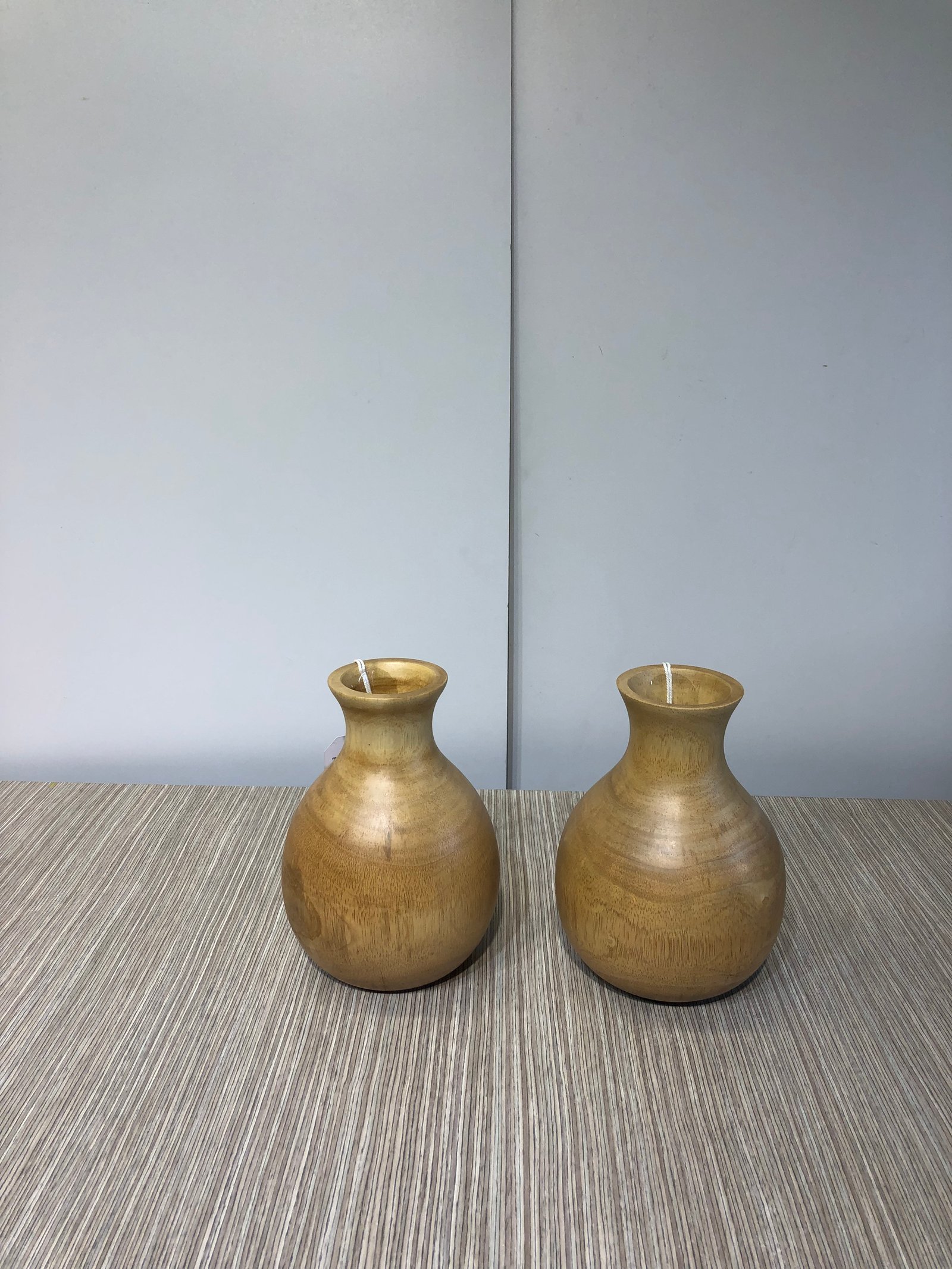 JARRON MADERA CAFE VETEADO BOCA DELGADA