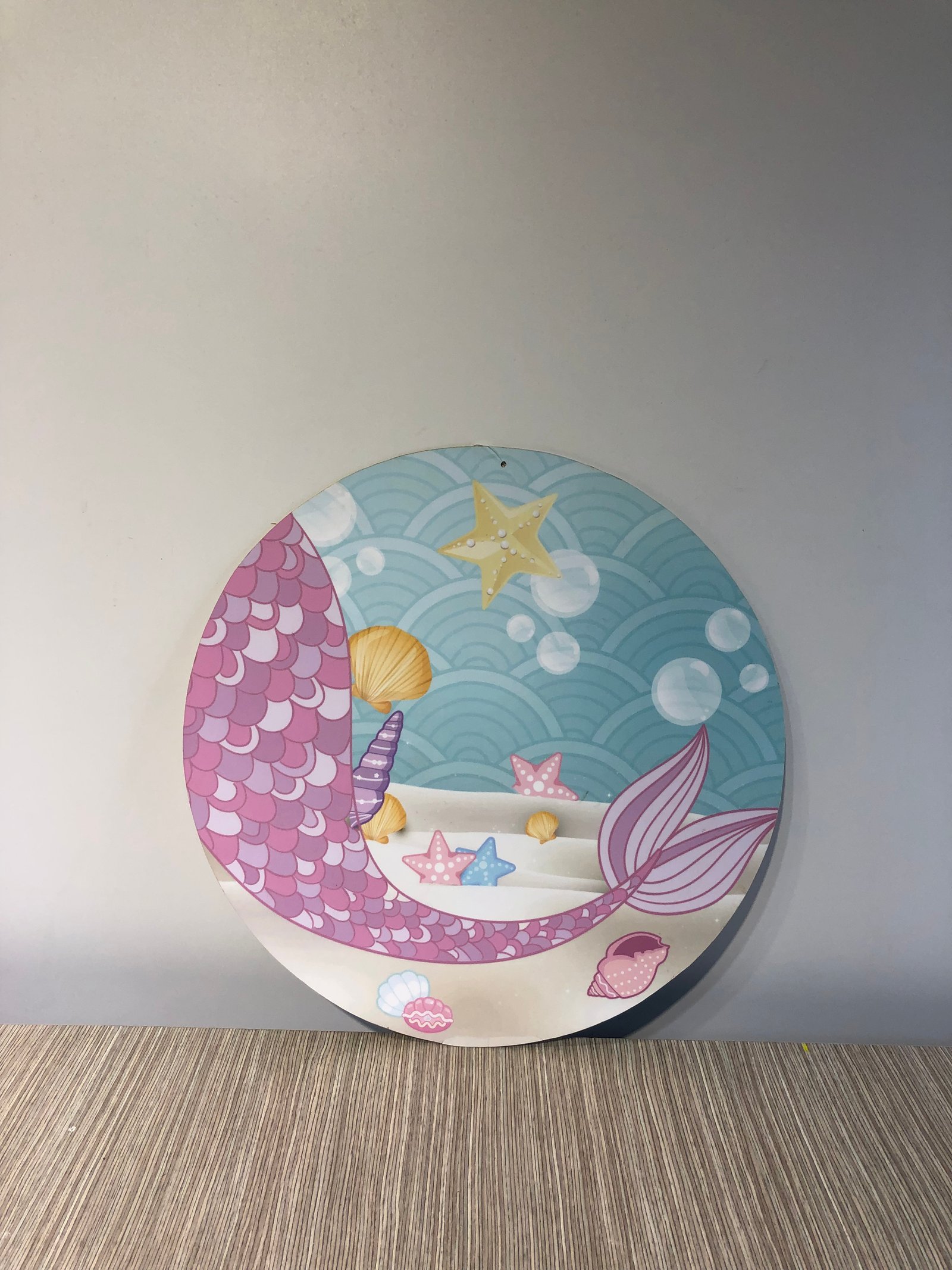 Placa Redonda Para Colgar Cola Sirena 45 Diámetro