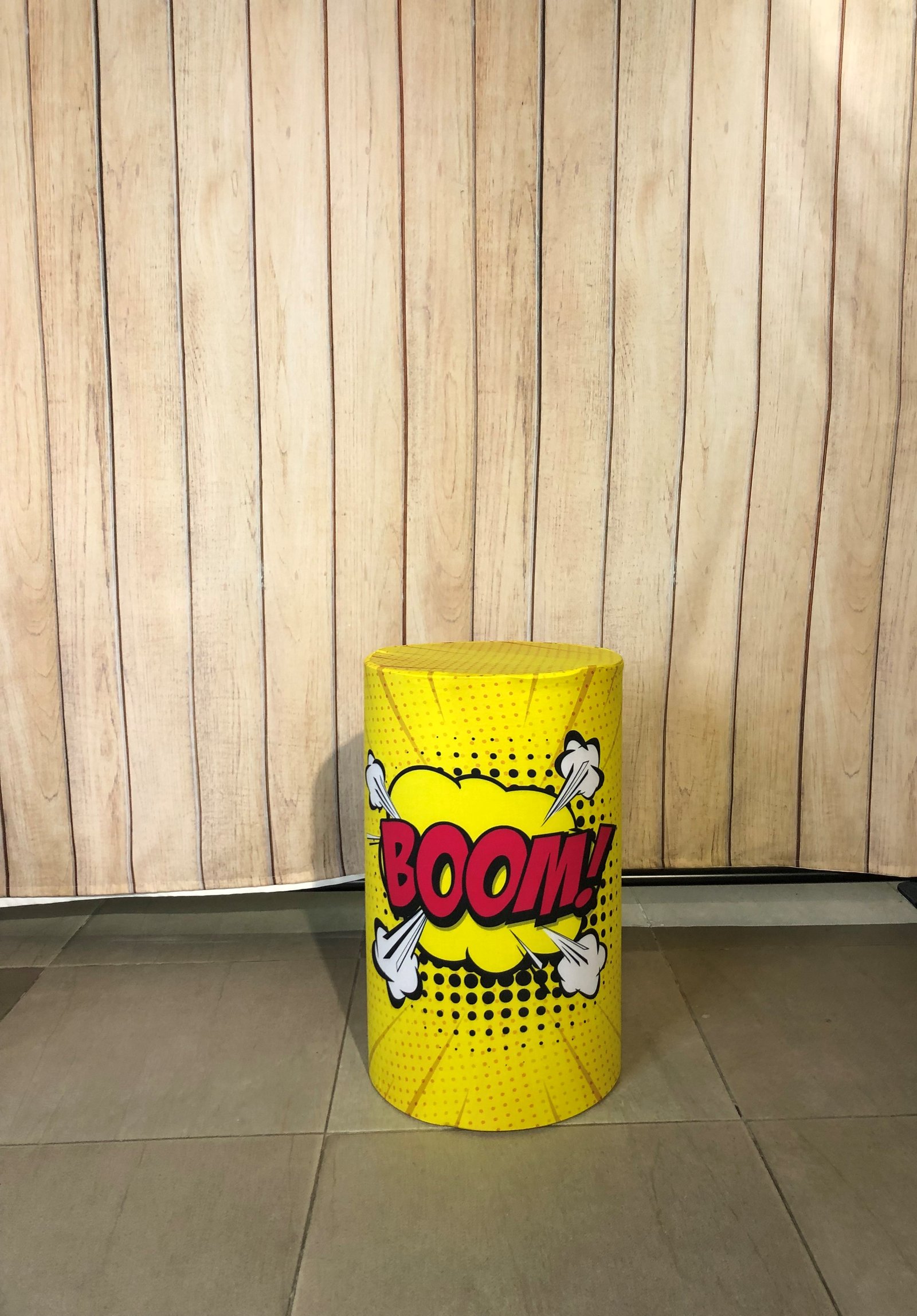 cilindro pequeño tela amarilla boom